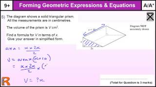 How to do Forming expressions amp equations C to A GCSE Higher Maths Exam revision practice amp help [upl. by Corabella372]