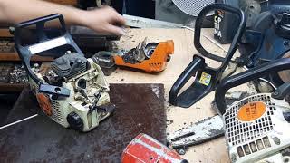 Stihl MS170 disassembly Demontaza [upl. by Ahsha851]