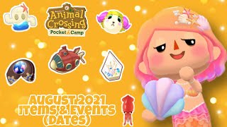 August 2021 Items amp Events Dates  Animal Crossing Pocket Camp [upl. by Adebayo]