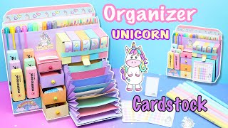 Unicorn 🦄 Desk Organizer from Cardstock  Paper Organizer  aPasos Crafts DIY [upl. by Teodoor]