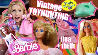 Vintage TOY and DOLL HUNTING flea market amp toy thrift store  80s 90s Barbie Polly Pocket Petra [upl. by Winnah]