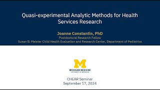 Quasiexperimental Analytic Methods for Health Services Research [upl. by Kingston]