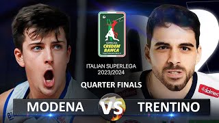 Quarter Finals of Italian Volleyball SuperLega 20232024  Modena vs Trentino [upl. by Ayatal327]