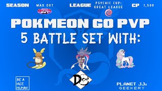 Pokémon GO PvP  Psychic Cup Great League 5 Rounds Raichu A  Malamar  Rapidash G [upl. by Adohr297]