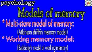 Models of memory in psychology  psychology Memory  Educationalcentral [upl. by Nalyac]