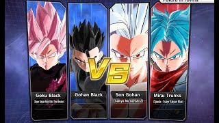 XV2  Requested PC Gohan BlackampGoku Black SSJR Ultra Supercattivo vs Gohan SNS2ampMirai Trunks SSJB [upl. by Sitoeht490]