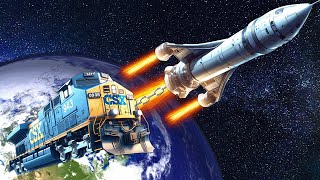 OB amp I Launched TRAINS With Rockets into Space in Stormworks Multiplayer [upl. by Leahciam]