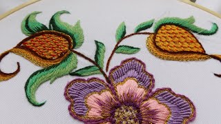 Hand Embroidery Crewel Work  Battlement Couching [upl. by Pepe]