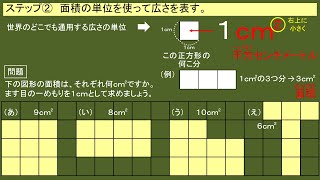 ４年算数「面積」②面積の単位と長方形・正方形の公式 [upl. by Anitaf693]