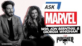 The Punishers Jon Bernthal amp Giorgia Whigham  Ask Marvel [upl. by Felicle]