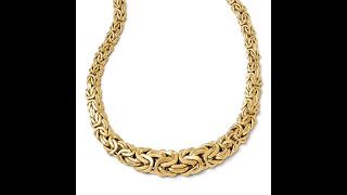 C9418  14k Yellow Gold Italian 14mm Hollow Graduated Byzantine Necklace  17 Inch [upl. by Nitsraek]