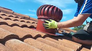 How to install a spinning roof vent or whirly bird on a tiled roof [upl. by Brotherson]