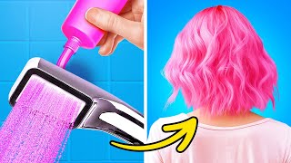 🌈Colorful Hair Hacks For Girls  DIY Beauty Tricks And Smart Girly Hacks 👠💎 [upl. by Tiertza586]