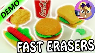 Fast Food Erasers  Burgers Fries and Coke Erasers  Demo [upl. by Kiryt157]