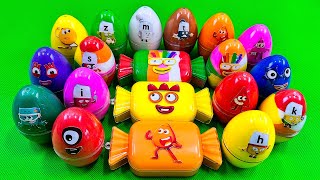 Rainbows Eggs 🌈 Hunting Numberblocks in Big Candy with Rainbow SLIME Colorful Satisfying ASMR [upl. by Otilesoj801]