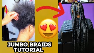 How to do jumbo braids beginners tutorial jumbo boxbraids viral [upl. by Ettennan]