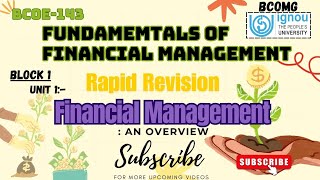 BCOE143 Fundamentals of Financial Management ignou bcomg exam study class recap revision yt [upl. by Iphigeniah766]