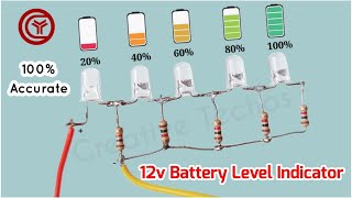 Simple 12 volt battery level indicator circuit [upl. by Scrope]