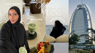 weekly vlog in Dubai ♡ strawberry matcha events aesthetic cafes art galleries amp beaches فلوق دبي [upl. by Farland1]