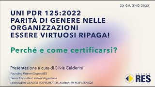 Certificazione della parità di genere  webinar [upl. by Wharton]