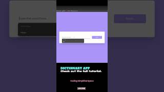 Dictionary App tutorial 👇 css html javascript project tutorial codingsimplifiedspace coding [upl. by Dellora]