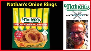 Food Taste Test Nathans Famous Thick Sliced Battered Onion Rings Review  JKMCraveTV [upl. by Anneis]