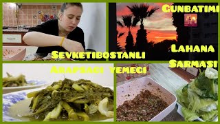 GİRİT USULÜ ARAPSAÇI YEMEĞİ🥗BALIKESİRE GİDİYORUZ🧳LAHANA SARMASI SARDIM👩‍🍳 GÜNBATIMI🌘 [upl. by Arrik]