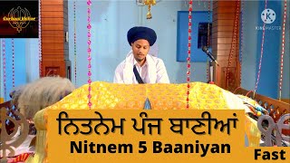 Nitnem 5 Baaniyan  ਨਿਤਨੇਮ ਪੰਜ ਬਾਣੀਆਂ । Fast waheguru gurbanivichar gurbani nitnem shorts wmk [upl. by Mannos183]