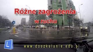 Zagrożenia w ruchu podczas jazd doszkalających Zagrożenie Trudnemiejsca WarszawaBiałołęka [upl. by Broome401]