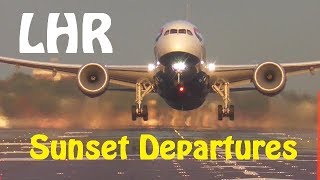 London Heathrow Plane Spotting  Heavy Sunset Departures [upl. by Warwick889]