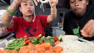 Raw Salmon and Vegetables Mukbang with JuiceJayy [upl. by Stortz]