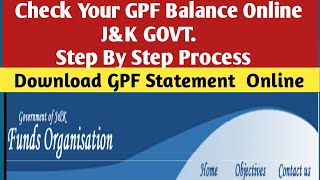 How To Check GPF Account Balance Online  Download GPF Statement Online [upl. by Hayyifas]