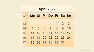 Kalender April 2022 [upl. by Obeded898]