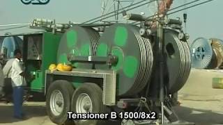 B 1500 8x2  400 kV quad bundle stringing in Dubai UAE  ZECK [upl. by Eyot]