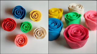 How to make rose with Clay clay art idea [upl. by Dillie539]