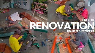 HOUSE RENOVATION PART 10 REPAINTING STEEL TRUSSES ROOFING amp FLOOR TILING [upl. by Helas]