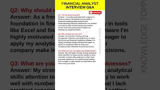 Financial Analyst Interview Questions and Answer [upl. by Nnylrahc]