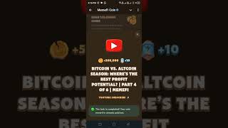 BITCOIN VS ALTCOIN SEASON WHERES THE BEST PROFIT POTENTIAL PART 4 OF 6  MEMEFI New Video Code [upl. by Oiratno]