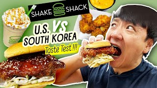 Shake Shack KOREAN MENU Taste Test US vs SOUTH KOREA [upl. by Octavus467]