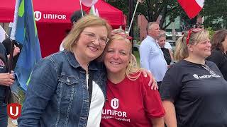 Unifor National President Lana Payne delivers inspiring speech at rally for public health care [upl. by Cristoforo]