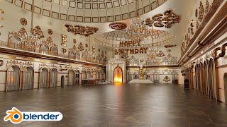 The great Steampunk Castle Ballroom Interior  Blender CGI Animation  Cycles X [upl. by Eicnarf]