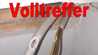 Volltreffer 😱 Leitung abgebohrt 🤔Fachmännische Reparatur 👍beschädigtes Kabel reparieren [upl. by Ahcmis]