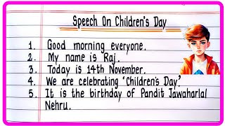 10 Lines Speech On Childrens Day In English  Speech On Childrens Day  Childrens Day Speech [upl. by Ximenez]