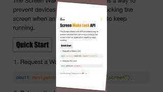 Screen Wake Lock API in JavaScript [upl. by Landes]