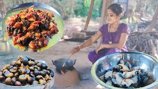 Snail Cooking and Eating  Healthy Snail Recipe  in Village Style Adivashi Village Cooking [upl. by Garlanda]