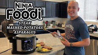 Ninja Foodi Deluxe  How To Cook Steak Mashed Potatoes amp Asparagus [upl. by Lexie412]