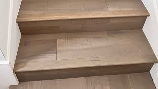 How to install a staircase step with engineered wood [upl. by Lynnet837]