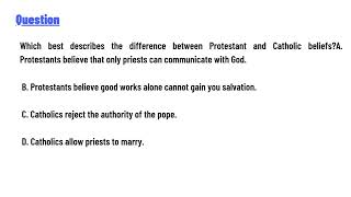 Which best describes the difference between Protestant and Catholic beliefs [upl. by Heid]