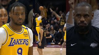 BRONNY JAMES SCORES FIRST NBA BUCKET AFTER STANDING OVATION IN CLEVELAND [upl. by Fogg]