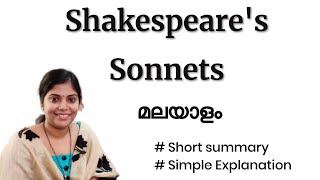 Shakespeare Sonnets Explained In Malayalam  Summary  Background  Characters  Themes [upl. by Nadnal254]